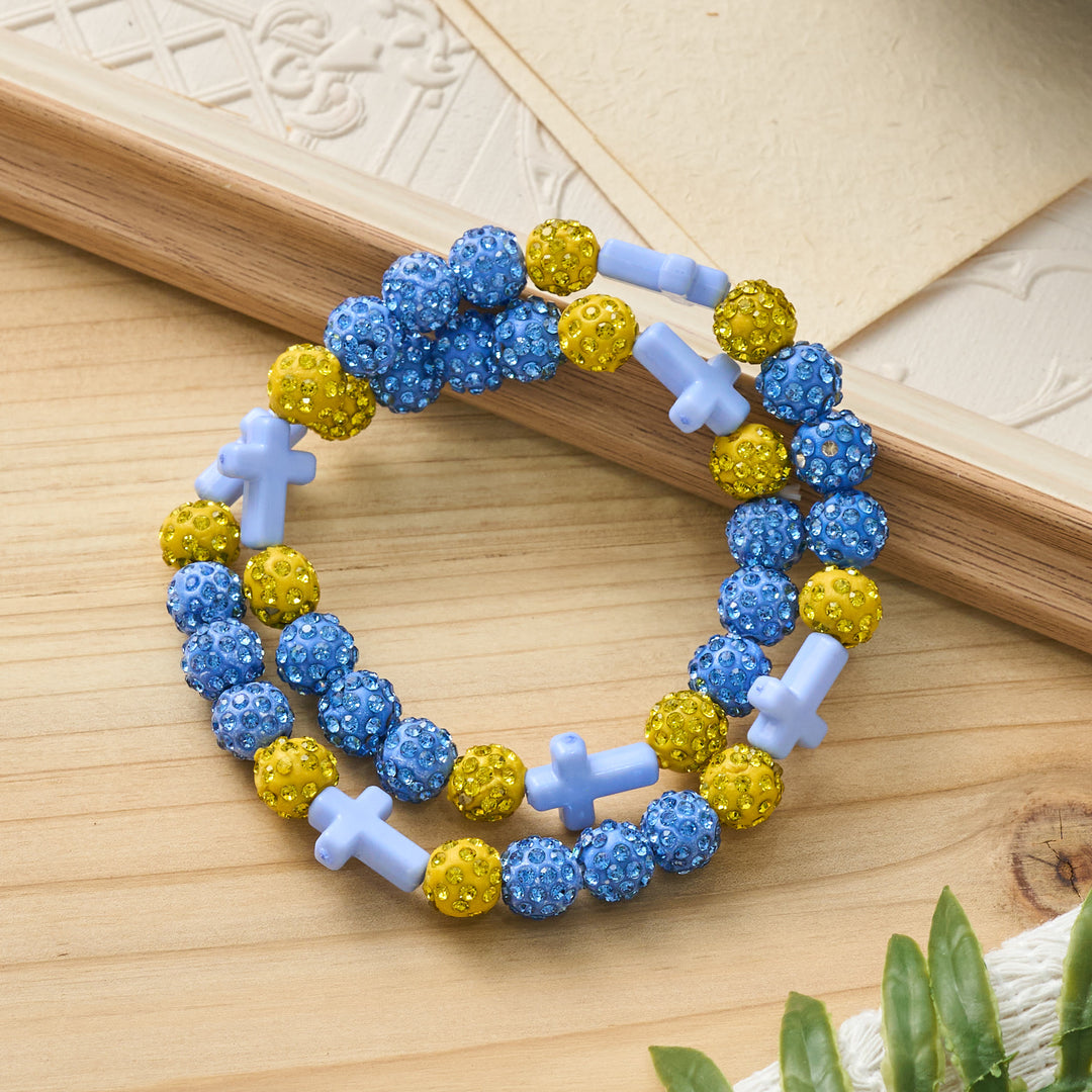 Christianartworkshop Pulsera de béisbol con cruz y cuentas, estilo bola de discoteca brillante, para usar todo el día: símbolo de luz sagrada constante. - image 19