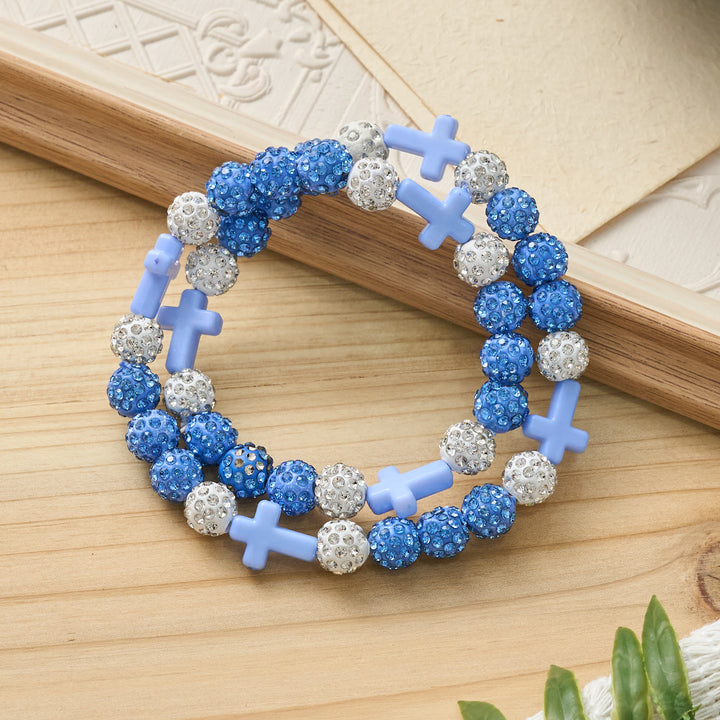 Christianartworkshop Pulsera de béisbol con cruz y cuentas, estilo bola de discoteca brillante, para usar todo el día: símbolo de luz sagrada constante. - image 23
