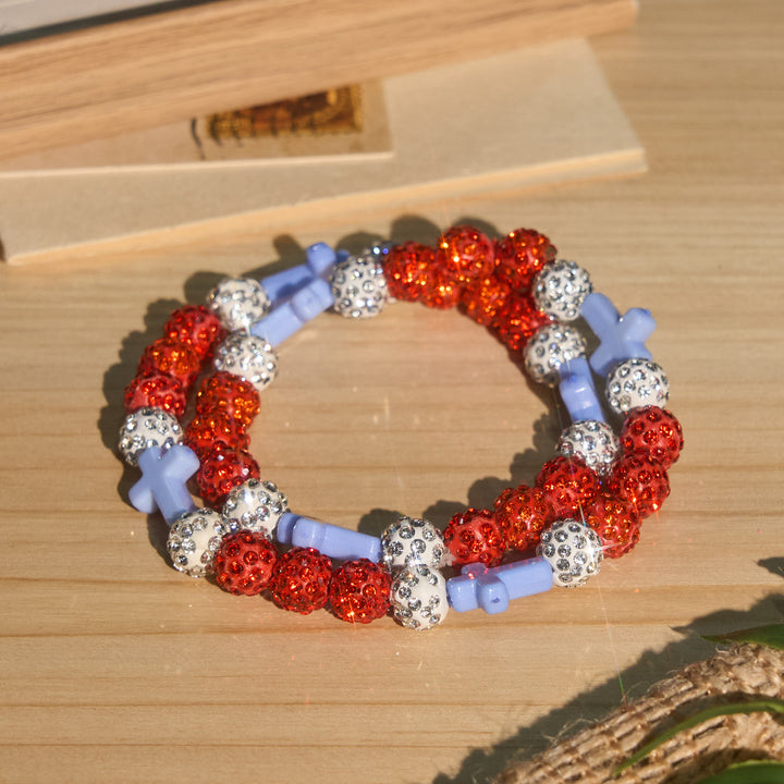 Christianartworkshop Pulsera de béisbol con cruz y cuentas, estilo bola de discoteca brillante, para usar todo el día: símbolo de luz sagrada constante. - B - image 6
