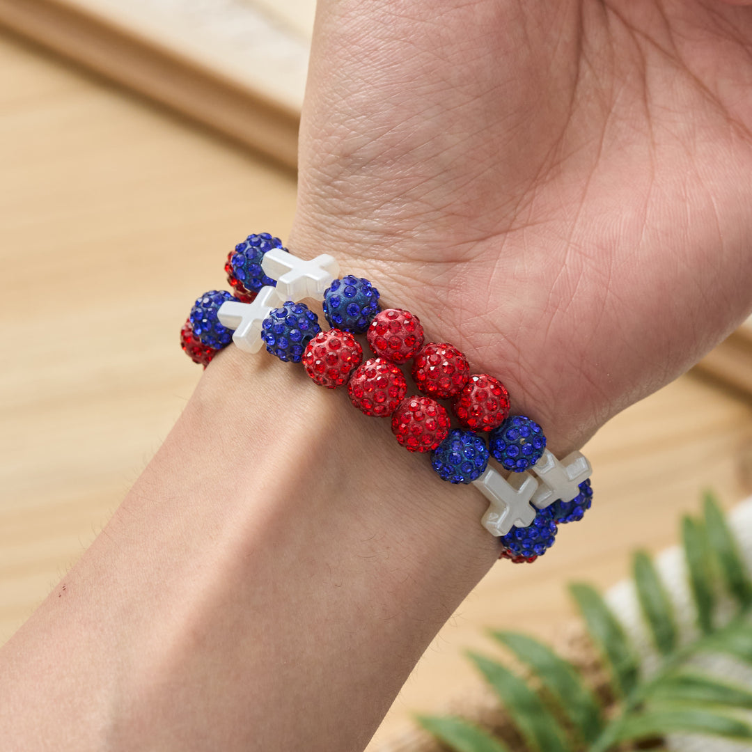 Christianartworkshop Pulsera de béisbol con cruz y cuentas, estilo bola de discoteca brillante, para usar todo el día: símbolo de luz sagrada constante. - image 16