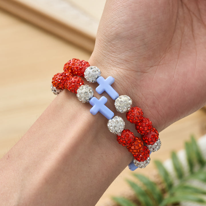 Christianartworkshop Pulsera de béisbol con cruz y cuentas, estilo bola de discoteca brillante, para usar todo el día: símbolo de luz sagrada constante. - image 8