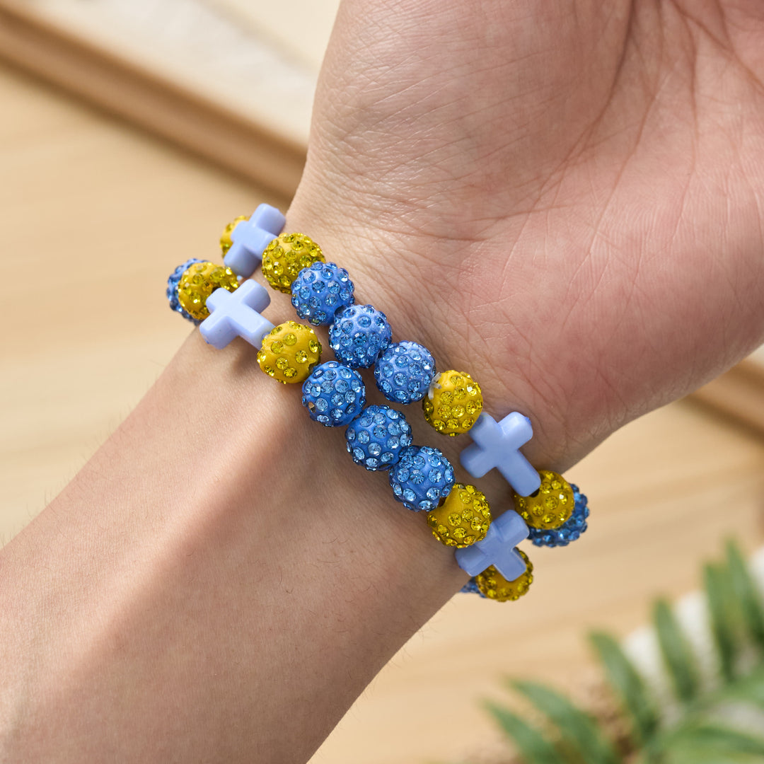 Christianartworkshop Pulsera de béisbol con cruz y cuentas, estilo bola de discoteca brillante, para usar todo el día: símbolo de luz sagrada constante. - image 20