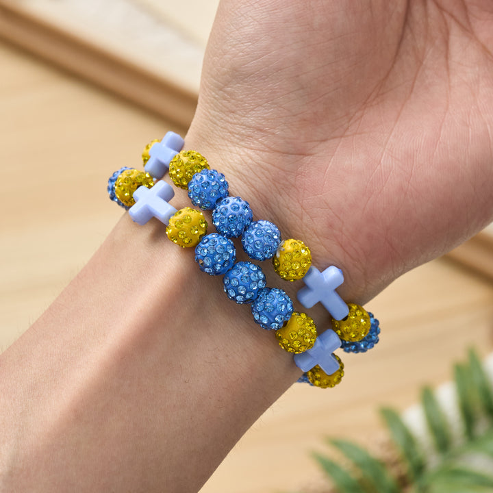 Christianartworkshop Pulsera de béisbol con cruz y cuentas, estilo bola de discoteca brillante, para usar todo el día: símbolo de luz sagrada constante. - image 20