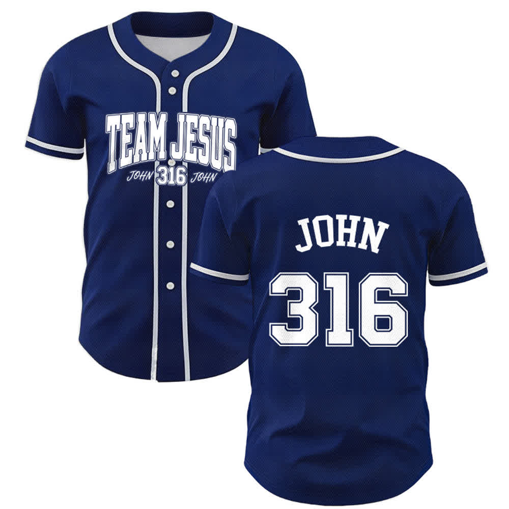 Christianartworkshop Camiseta de béisbol unisex con la inspiradora cita bíblica de Jesús Juan 3:16 del equipo deportivo. - Azul marino - 5XL - image 0