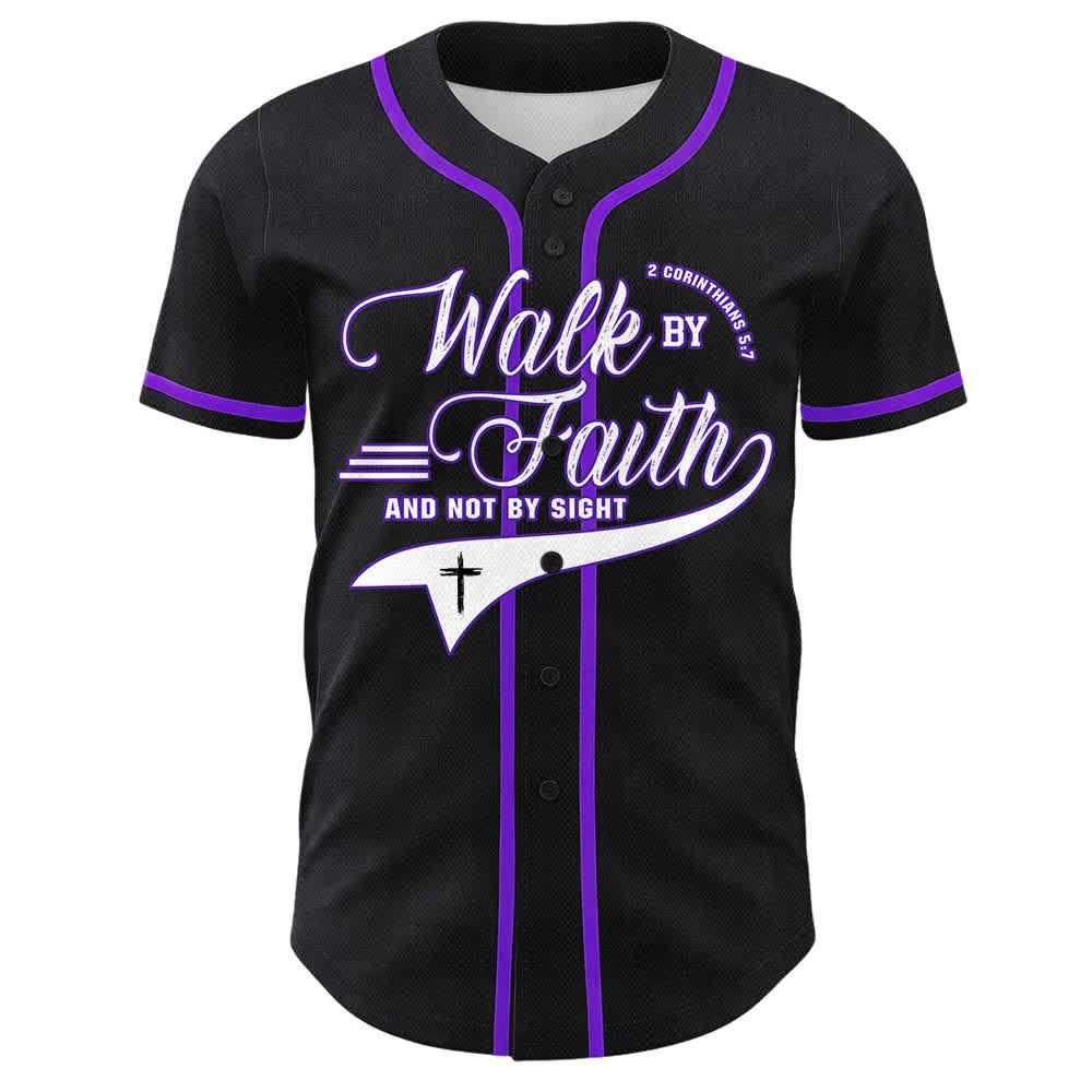 Christianartworkshop Camiseta de béisbol unisex con estampado de cruz y versículo bíblico "Camina por fe y no por vista". - image 25