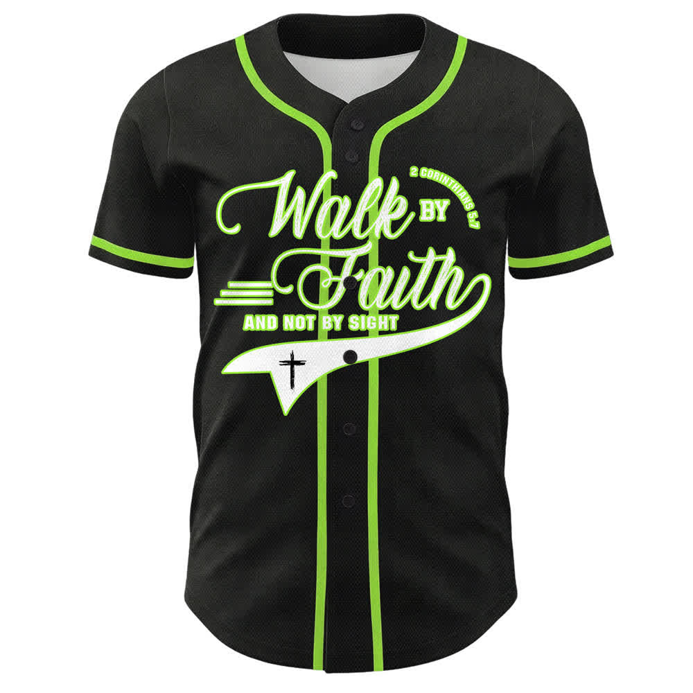 Christianartworkshop Camiseta de béisbol unisex con estampado de cruz y versículo bíblico "Camina por fe y no por vista". - image 23