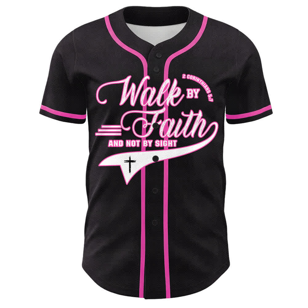 Christianartworkshop Camiseta de béisbol unisex con estampado de cruz y versículo bíblico "Camina por fe y no por vista". - image 19