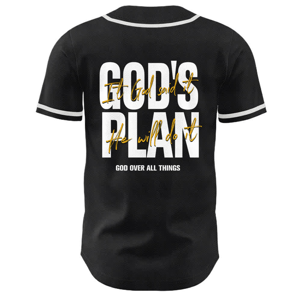 Christianartworkshop Camiseta de béisbol unisex con estampado a doble cara: Manos Orando y Eslogan de Fe "El Plan de Dios" - image 1