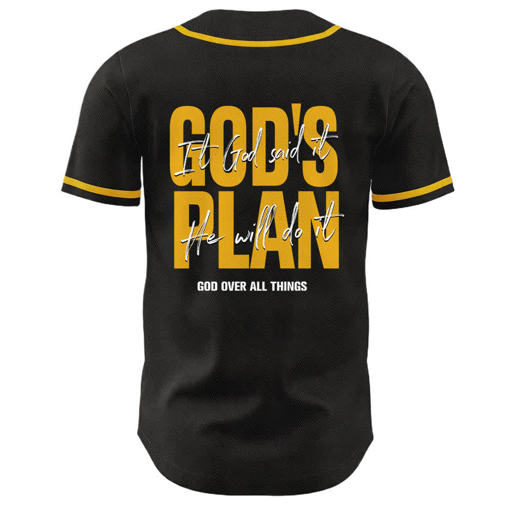 Christianartworkshop Camiseta de béisbol unisex con estampado a doble cara: Manos Orando y Eslogan de Fe "El Plan de Dios" - image 4