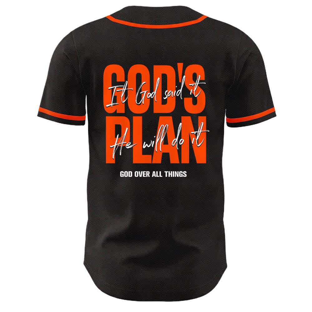 Christianartworkshop Camiseta de béisbol unisex con estampado a doble cara: Manos Orando y Eslogan de Fe "El Plan de Dios" - image 10