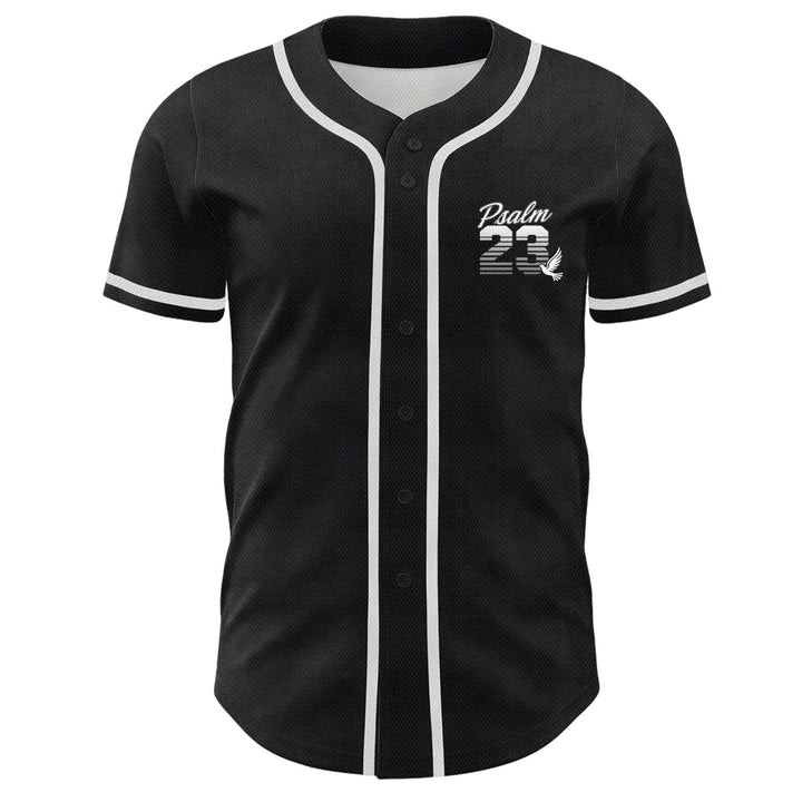 Christianartworkshop Camiseta de béisbol unisex con estampado retro de rayas degradadas y número cursivo del Salmo 23 - image 8