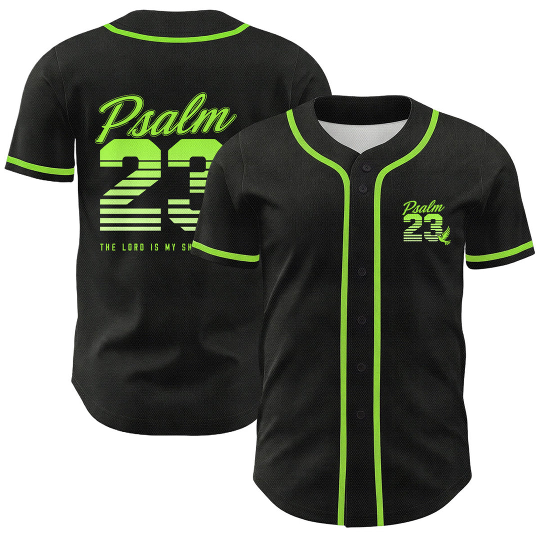 Christianartworkshop Camiseta de béisbol unisex con estampado retro de rayas degradadas y número cursivo del Salmo 23 - Verde - 5XL - image 21