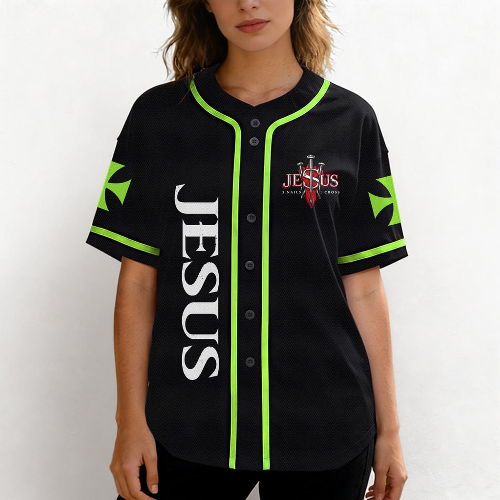 Christianartworkshop Camiseta de béisbol con botones y emblema de la Cruz de Jesús vertical en la parte delantera y retrato del León de Judá con rayo en la parte trasera. - image 47
