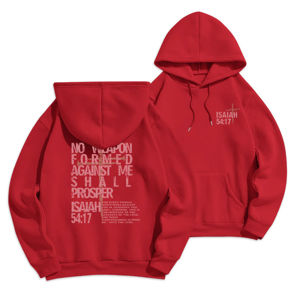Christianartworkshop Sudadera con capucha de poliéster forrada de felpa con estampado desgastado en la espalda con la inscripción Isaías 54:17 - Rojo - 2XL - image 18