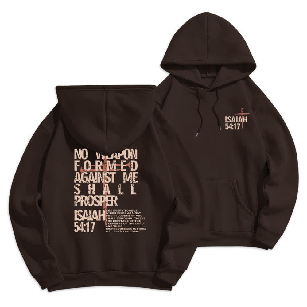 Christianartworkshop Sudadera con capucha de poliéster forrada de felpa con estampado desgastado en la espalda con la inscripción Isaías 54:17 - Marrón - 2XL - image 0