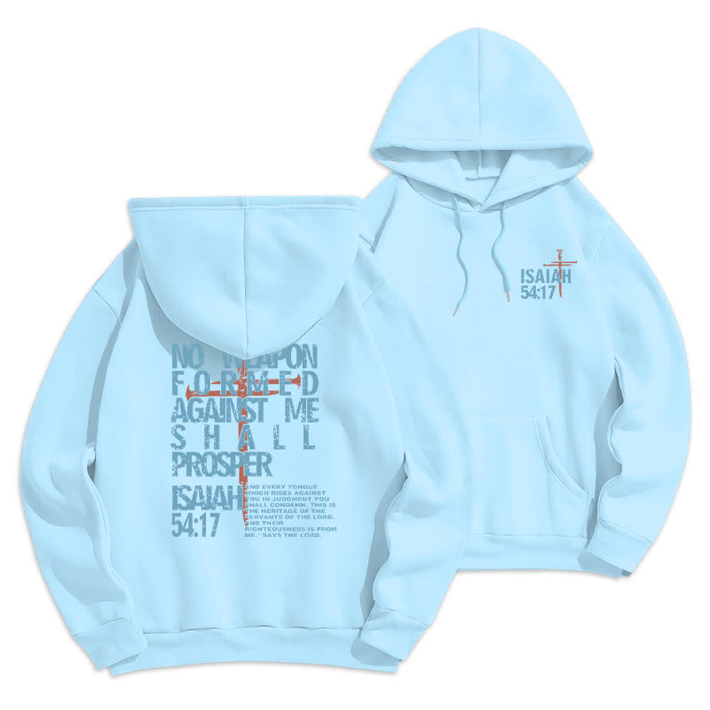 Christianartworkshop Sudadera con capucha de poliéster forrada de felpa con estampado desgastado en la espalda con la inscripción Isaías 54:17 - Azul - 2XL - image 21