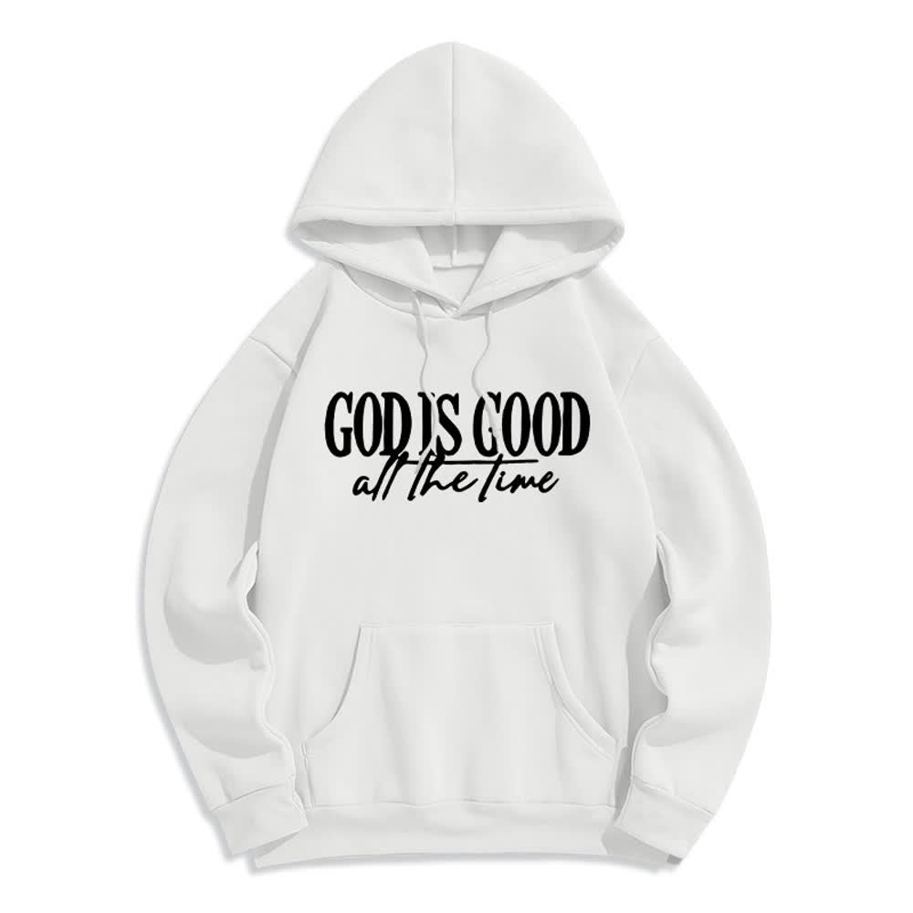 Christianartworkshop Sudadera con capucha de poliéster forrada de felpa con el lema "Dios es bueno todo el tiempo" - Blanco - 2XL - image 1