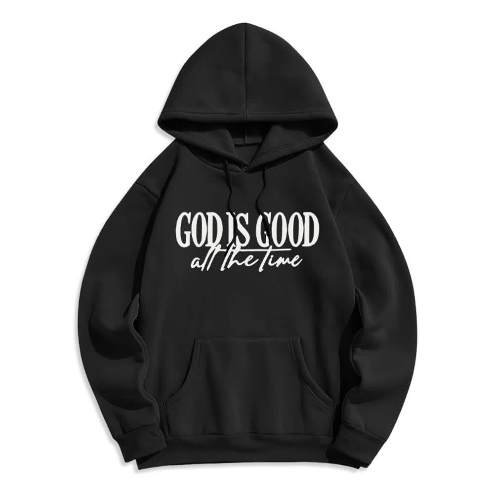 Christianartworkshop Sudadera con capucha de poliéster forrada de felpa con el lema "Dios es bueno todo el tiempo" - Negro - 2XL - image 2