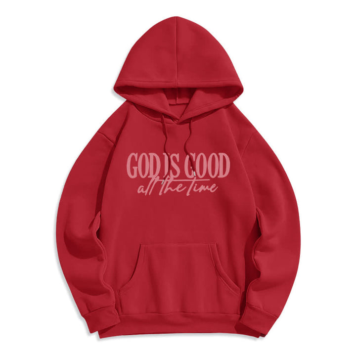 Christianartworkshop Sudadera con capucha de poliéster forrada de felpa con el lema "Dios es bueno todo el tiempo" - Rojo - 2XL - image 3