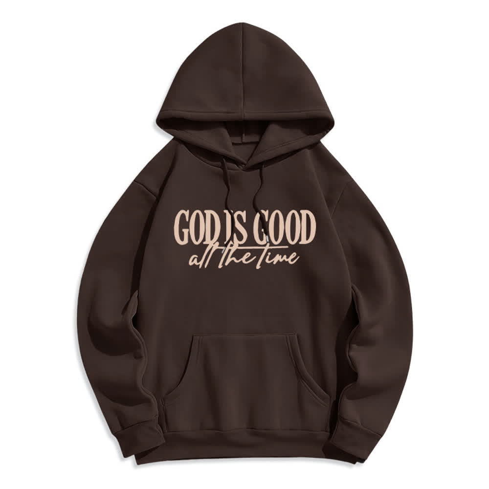 Christianartworkshop Sudadera con capucha de poliéster forrada de felpa con el lema "Dios es bueno todo el tiempo" - Marrón - 2XL - image 5