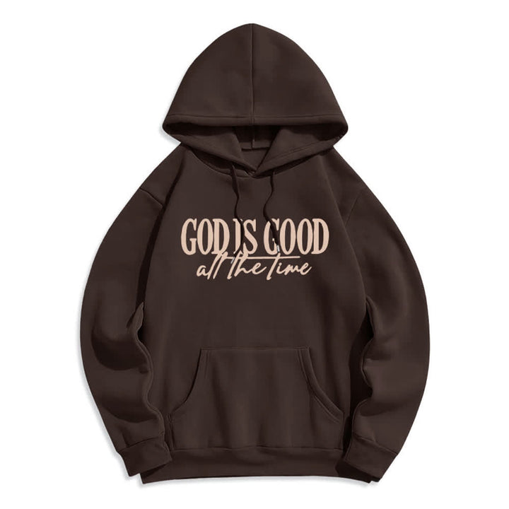 Christianartworkshop Sudadera con capucha de poliéster forrada de felpa con el lema "Dios es bueno todo el tiempo" - Marrón - 2XL - image 5