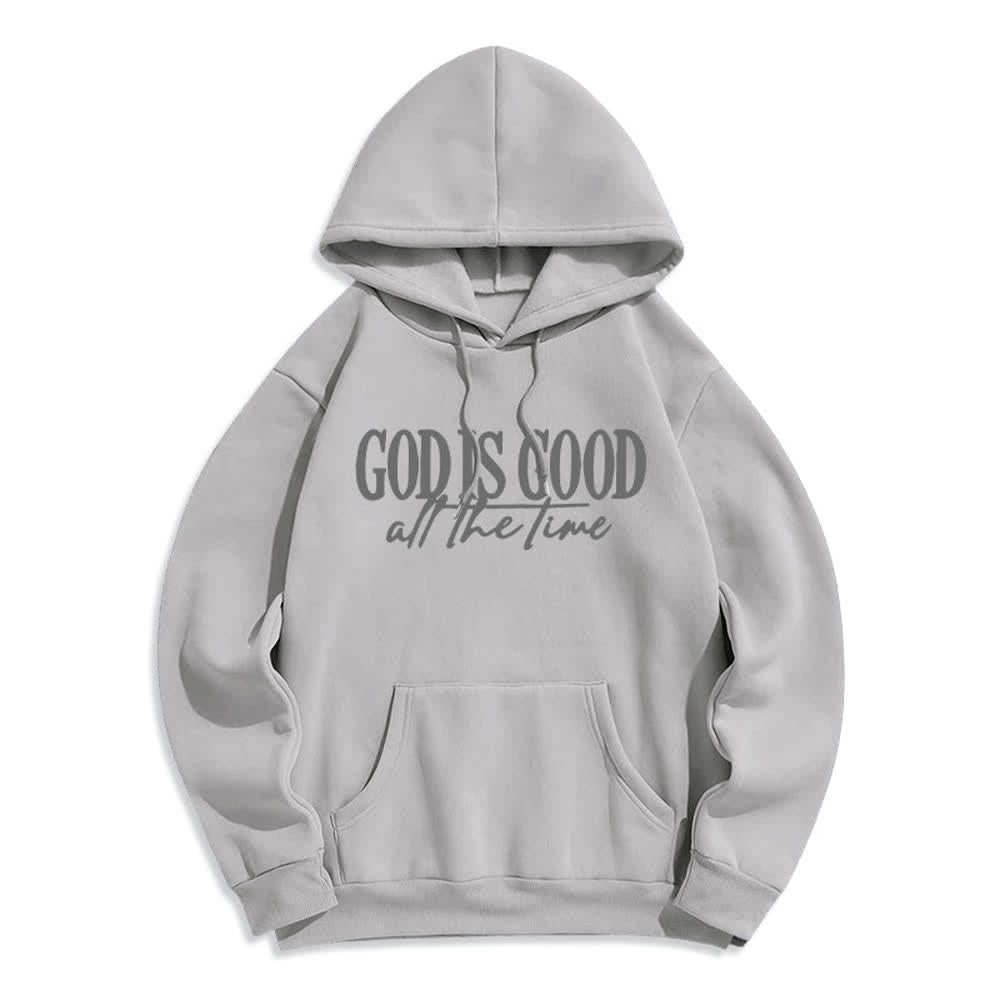 Christianartworkshop Sudadera con capucha de poliéster forrada de felpa con el lema "Dios es bueno todo el tiempo" - Gris - 2XL - image 4