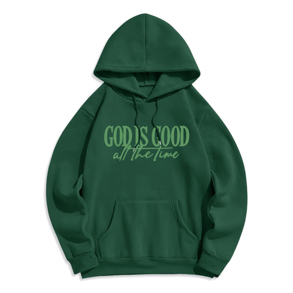 Christianartworkshop Sudadera con capucha de poliéster forrada de felpa con el lema "Dios es bueno todo el tiempo" - Verde - 2XL - image 6