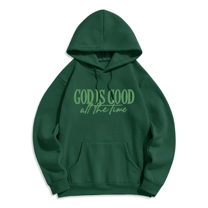 Christianartworkshop Sudadera con capucha de poliéster forrada de felpa con el lema "Dios es bueno todo el tiempo" - Verde - 2XL - image 6