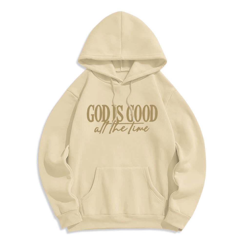 Christianartworkshop Sudadera con capucha de poliéster forrada de felpa con el lema "Dios es bueno todo el tiempo" - Beige - 2XL - image 0