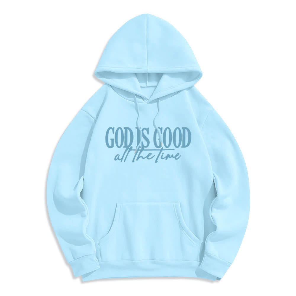 Christianartworkshop Sudadera con capucha de poliéster forrada de felpa con el lema "Dios es bueno todo el tiempo" - Azul - 2XL - image 7