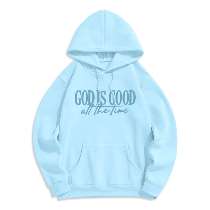 Christianartworkshop Sudadera con capucha de poliéster forrada de felpa con el lema "Dios es bueno todo el tiempo" - Azul - 2XL - image 7