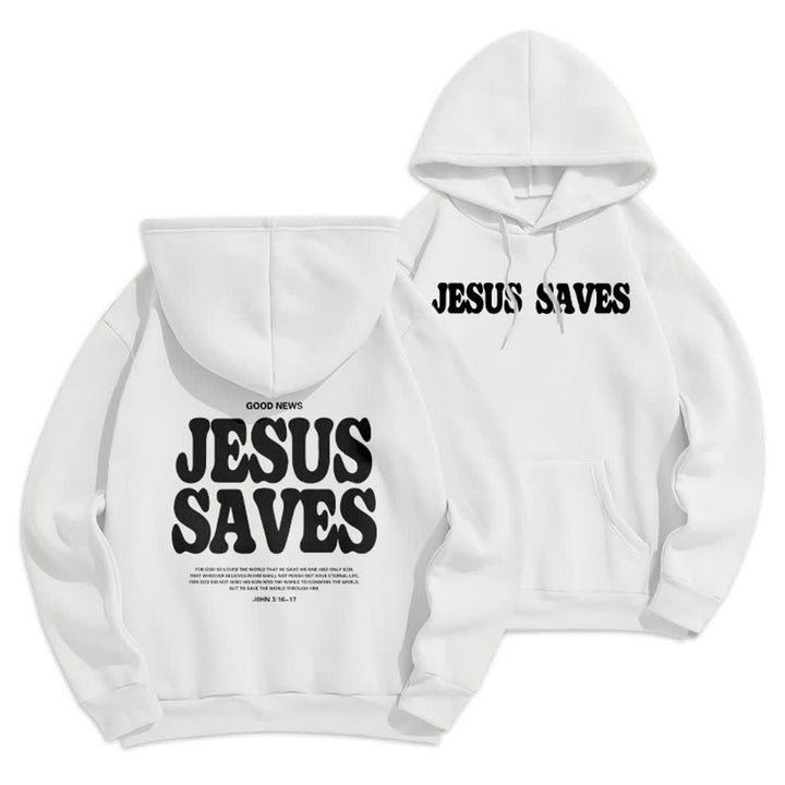 Christianartworkshop Sudadera con capucha blanca de poliéster forrada de felpa con el lema "Jesús salva" (Jesús salva) - Blanco - 2XL - image 0