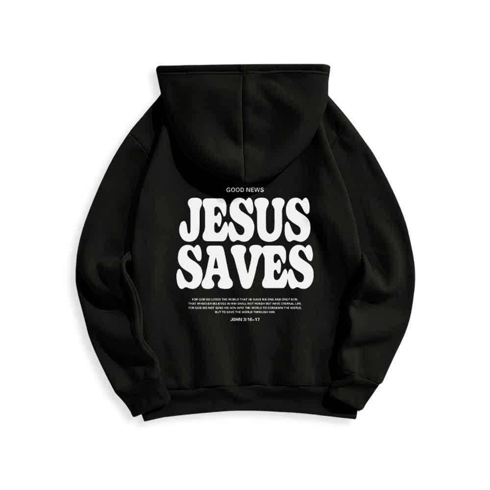 Christianartworkshop Sudadera con capucha blanca de poliéster forrada de felpa con el lema "Jesús salva" (Jesús salva) - image 4