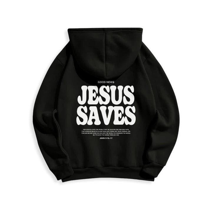Christianartworkshop Sudadera con capucha blanca de poliéster forrada de felpa con el lema "Jesús salva" (Jesús salva) - image 4