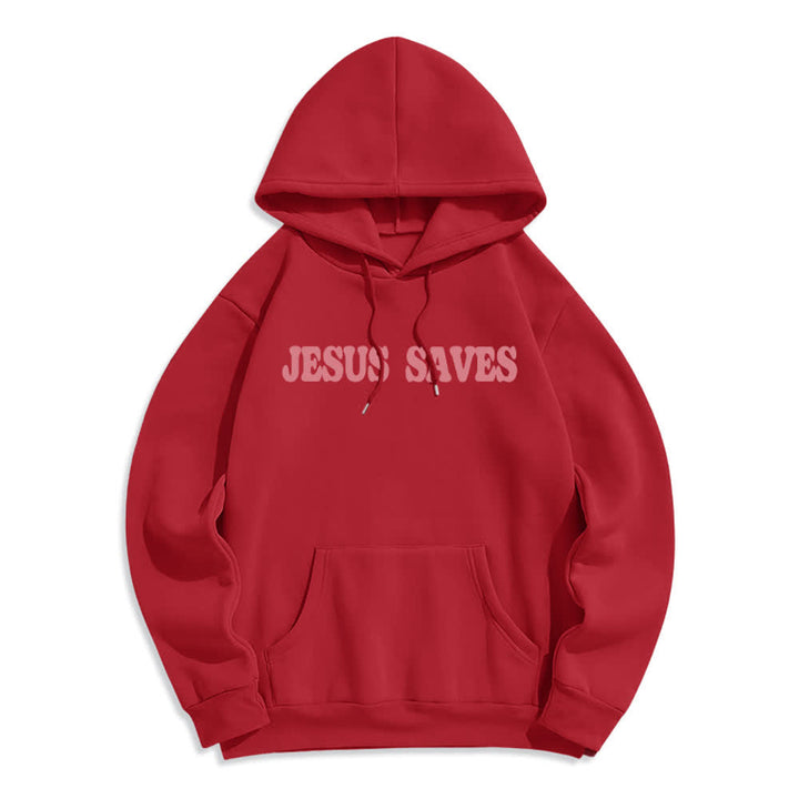 Christianartworkshop Sudadera con capucha blanca de poliéster forrada de felpa con el lema "Jesús salva" (Jesús salva) - image 8
