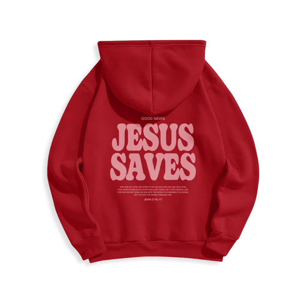 Christianartworkshop Sudadera con capucha blanca de poliéster forrada de felpa con el lema "Jesús salva" (Jesús salva) - image 7