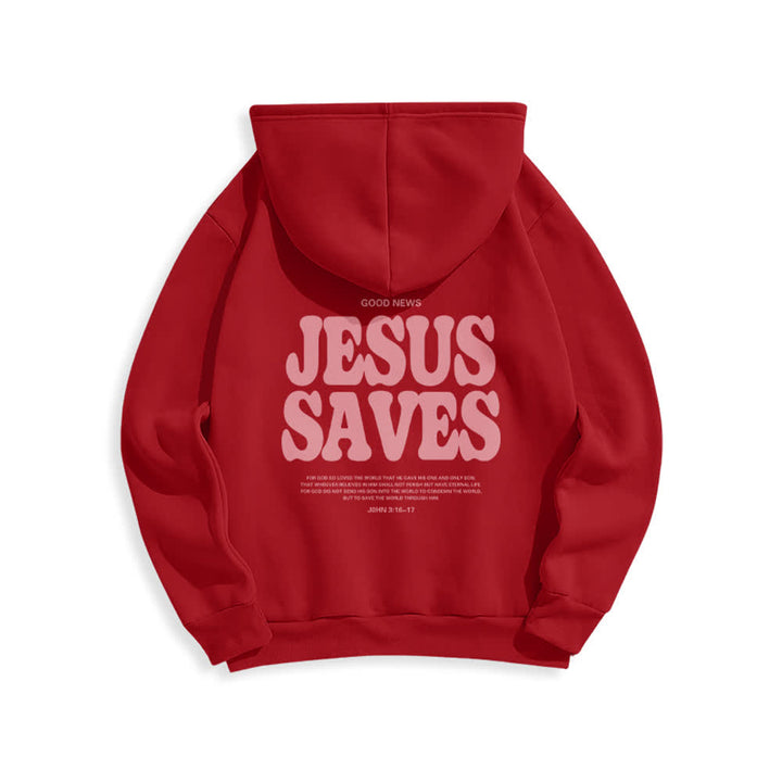 Christianartworkshop Sudadera con capucha blanca de poliéster forrada de felpa con el lema "Jesús salva" (Jesús salva) - image 7