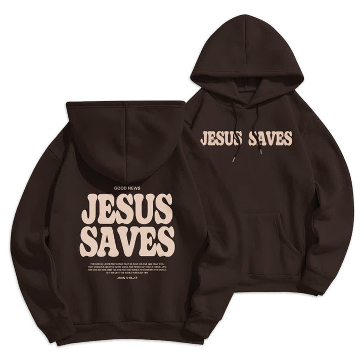 Christianartworkshop Sudadera con capucha blanca de poliéster forrada de felpa con el lema "Jesús salva" (Jesús salva) - Marrón - 2XL - image 9