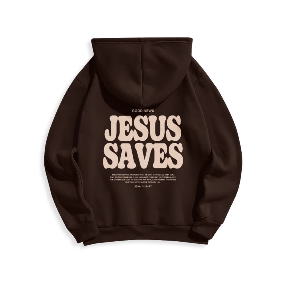 Christianartworkshop Sudadera con capucha blanca de poliéster forrada de felpa con el lema "Jesús salva" (Jesús salva) - image 10