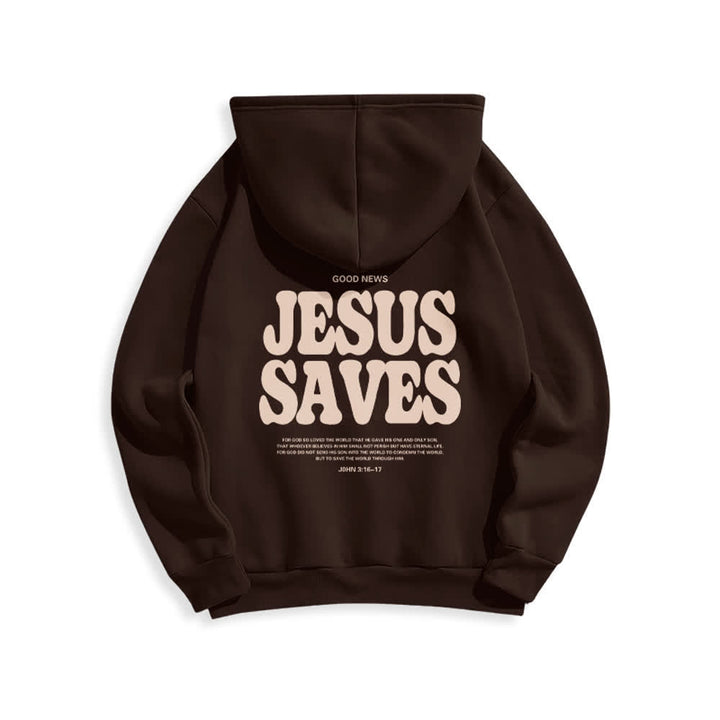 Christianartworkshop Sudadera con capucha blanca de poliéster forrada de felpa con el lema "Jesús salva" (Jesús salva) - image 10