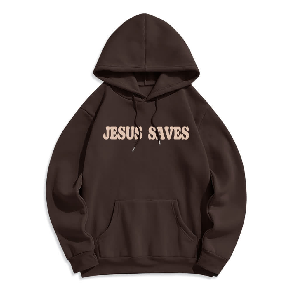 Christianartworkshop Sudadera con capucha blanca de poliéster forrada de felpa con el lema "Jesús salva" (Jesús salva) - image 11