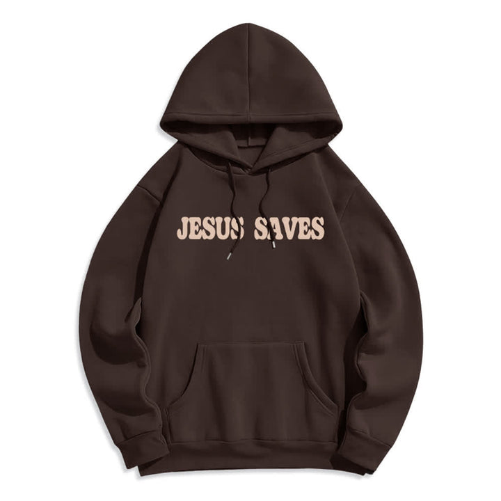 Christianartworkshop Sudadera con capucha blanca de poliéster forrada de felpa con el lema "Jesús salva" (Jesús salva) - image 11