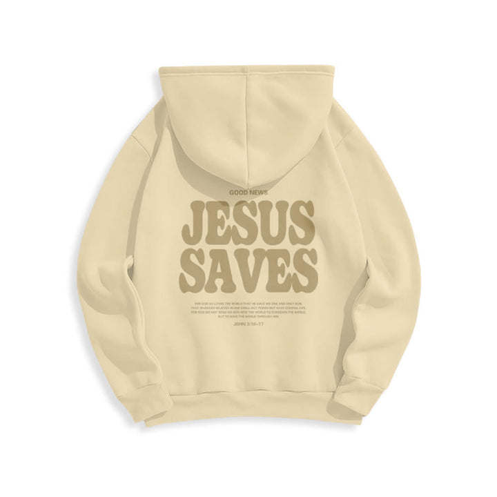Christianartworkshop Sudadera con capucha blanca de poliéster forrada de felpa con el lema "Jesús salva" (Jesús salva) - image 16