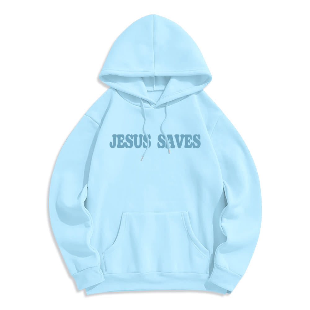 Christianartworkshop Sudadera con capucha blanca de poliéster forrada de felpa con el lema "Jesús salva" (Jesús salva) - image 23