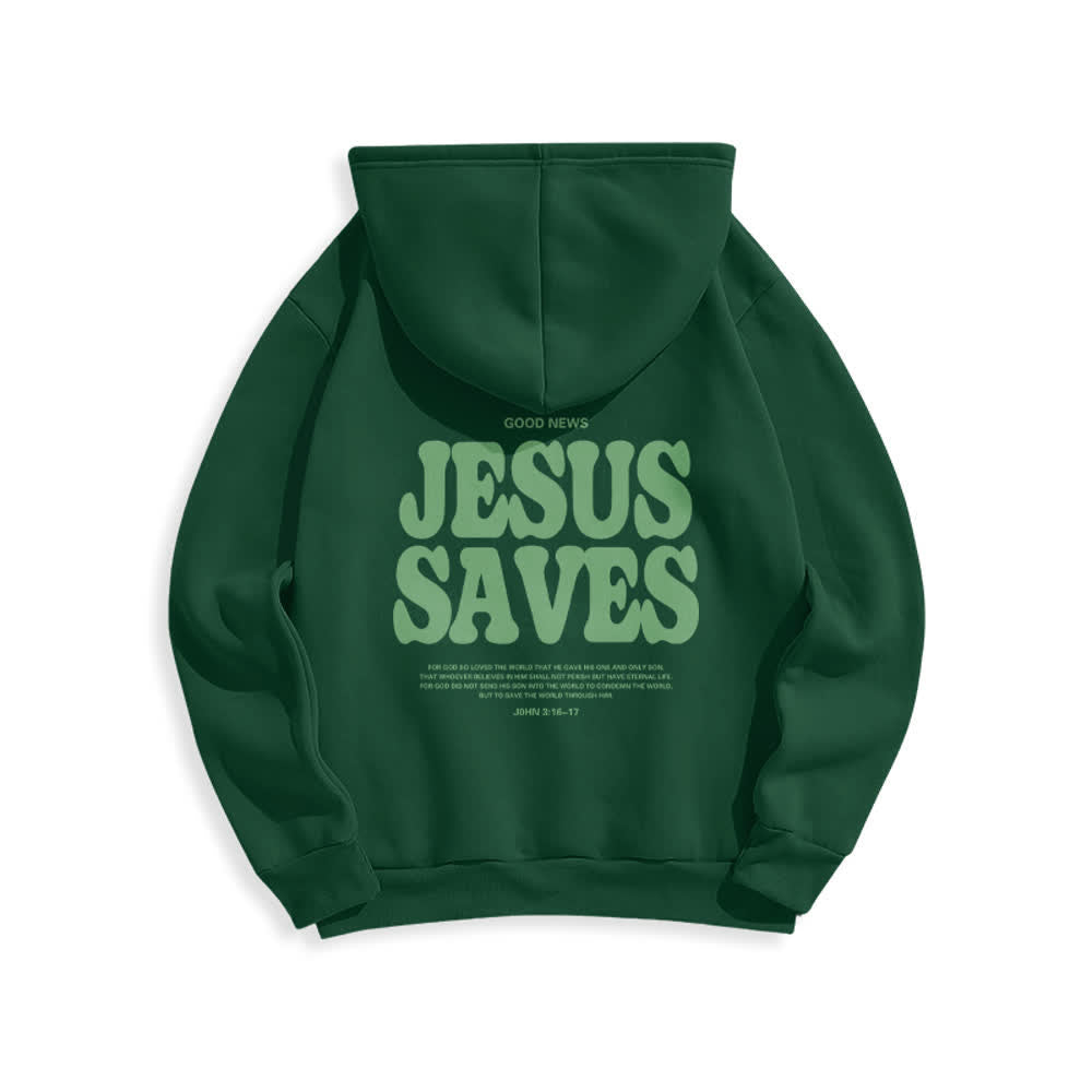 Christianartworkshop Sudadera con capucha blanca de poliéster forrada de felpa con el lema "Jesús salva" (Jesús salva) - image 19