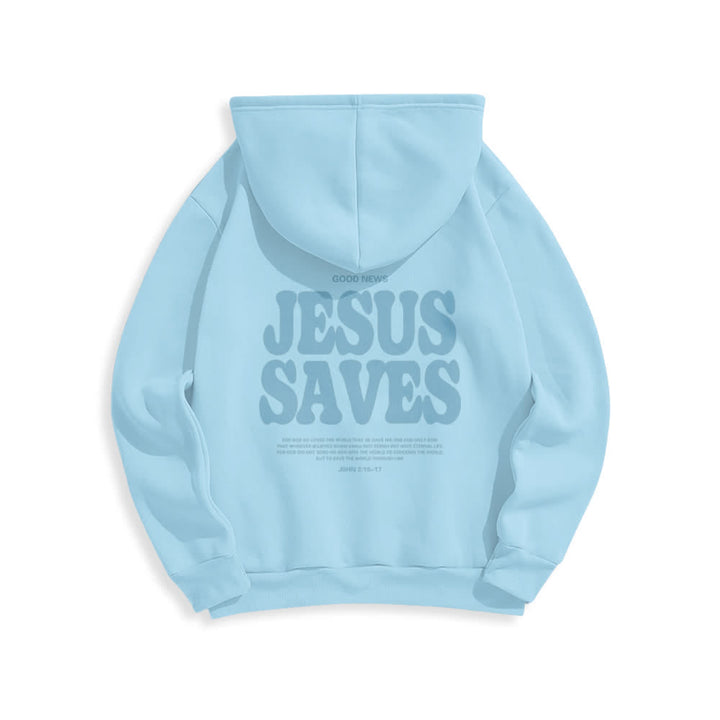 Christianartworkshop Sudadera con capucha blanca de poliéster forrada de felpa con el lema "Jesús salva" (Jesús salva) - image 22