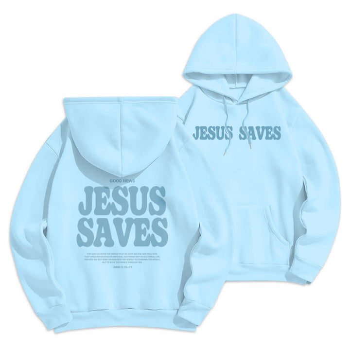 Christianartworkshop Sudadera con capucha blanca de poliéster forrada de felpa con el lema "Jesús salva" (Jesús salva) - Azul - 2XL - image 21