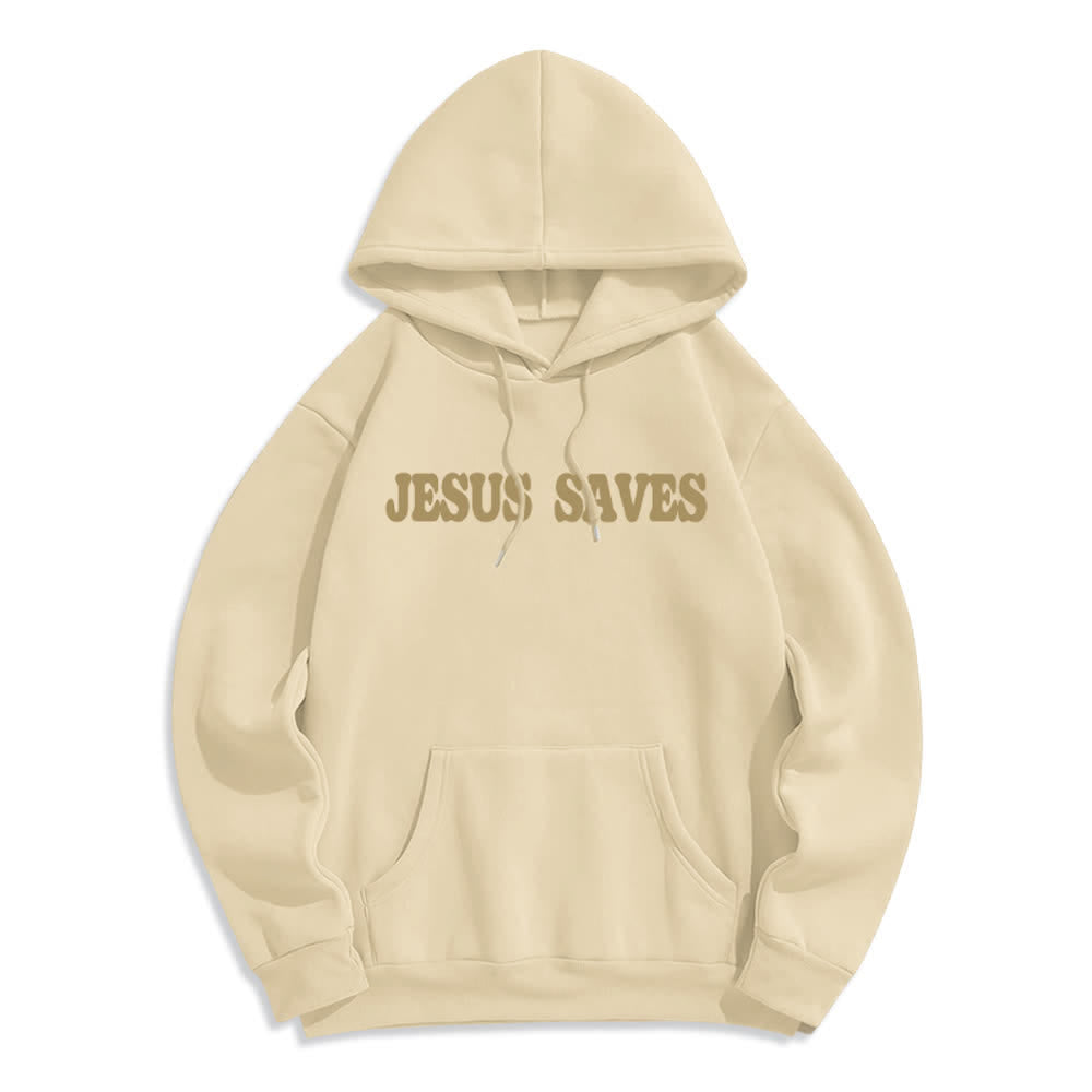 Christianartworkshop Sudadera con capucha blanca de poliéster forrada de felpa con el lema "Jesús salva" (Jesús salva) - image 17