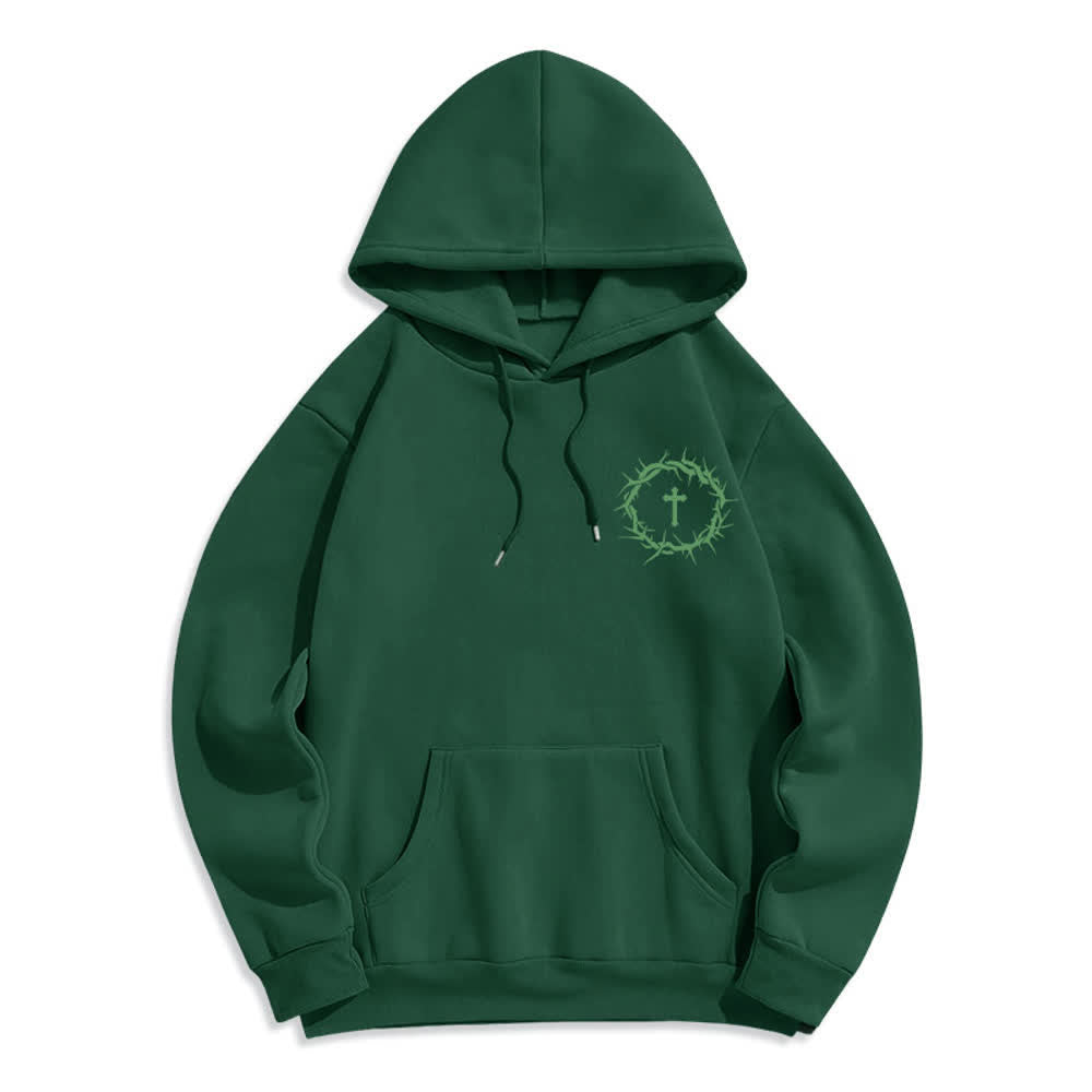 Christianartworkshop Sudadera con capucha de poliéster forrada de felpa con diseño de cruz de espinas y la frase "Fe sobre el miedo" - image 5