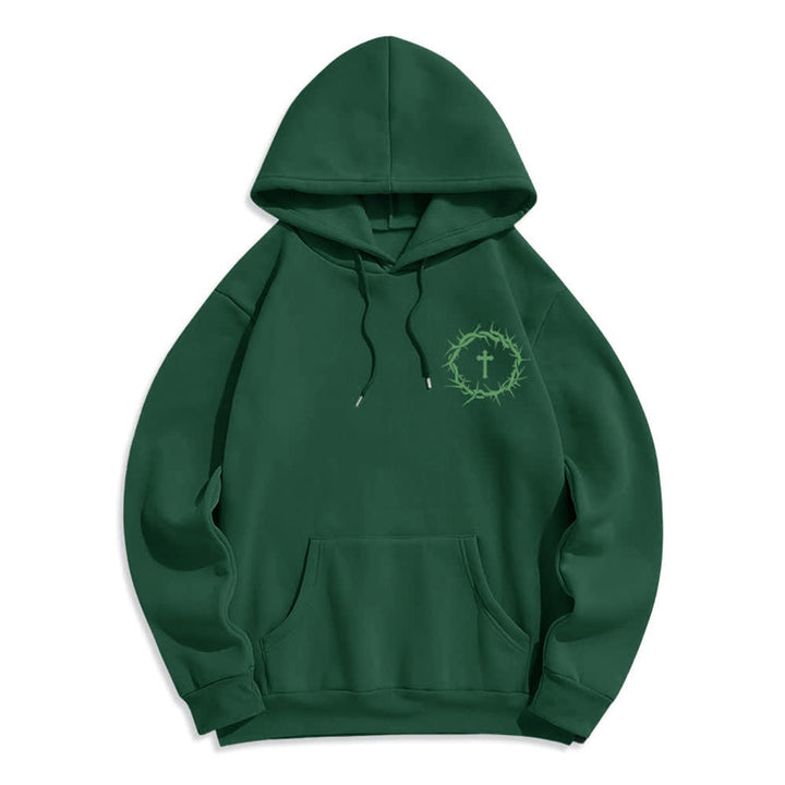 Christianartworkshop Sudadera con capucha de poliéster forrada de felpa con diseño de cruz de espinas y la frase "Fe sobre el miedo" - image 5